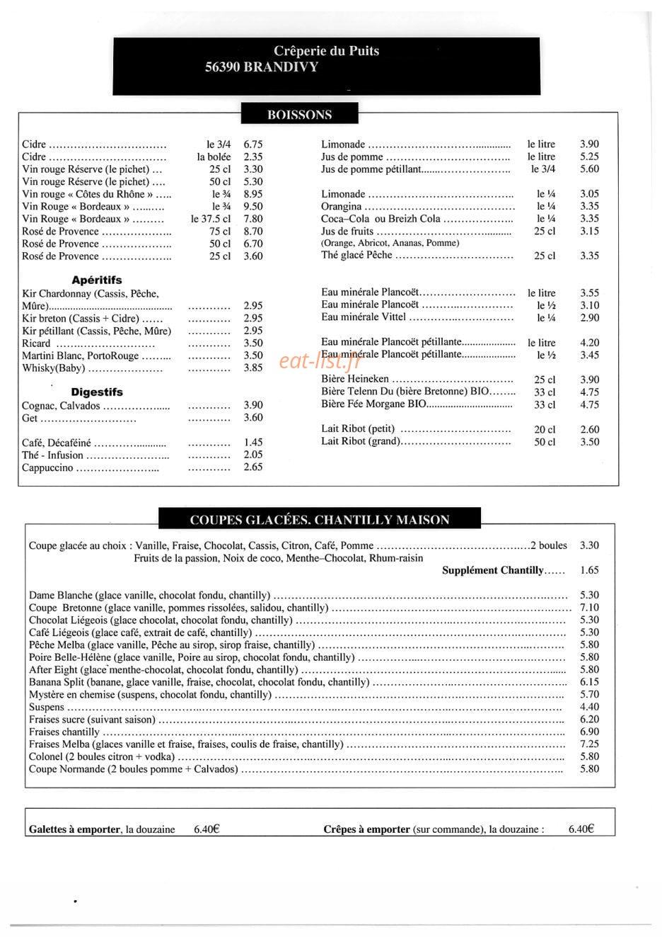 Crêperie Du Puits — carte page 2
