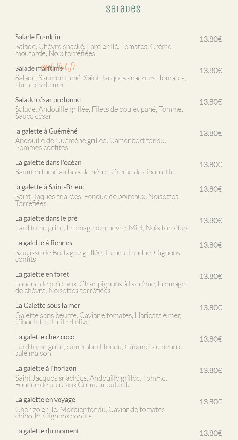 1776 Bistrot - Galettes - Burgers — carte page 2