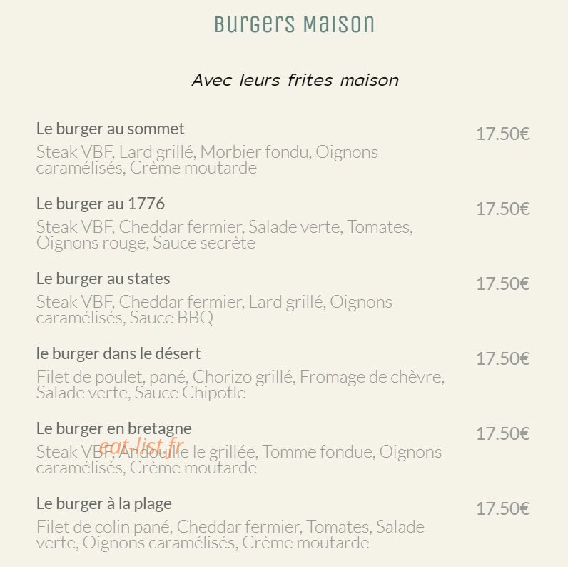 1776 Bistrot - Galettes - Burgers — carte page 3