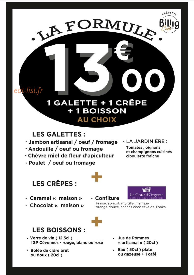 Billig café — carte page 2