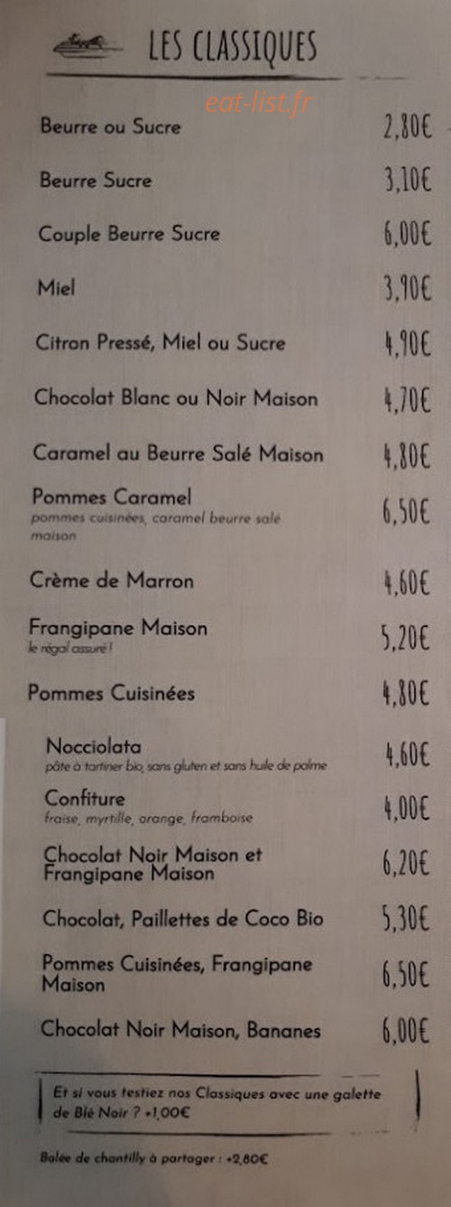 Crêperie La Goustanaise — carte page 1