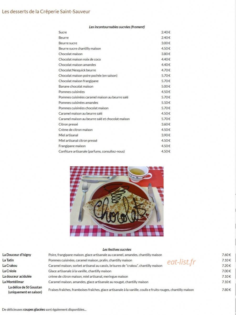 Crêperie saint sauveur — carte page 2