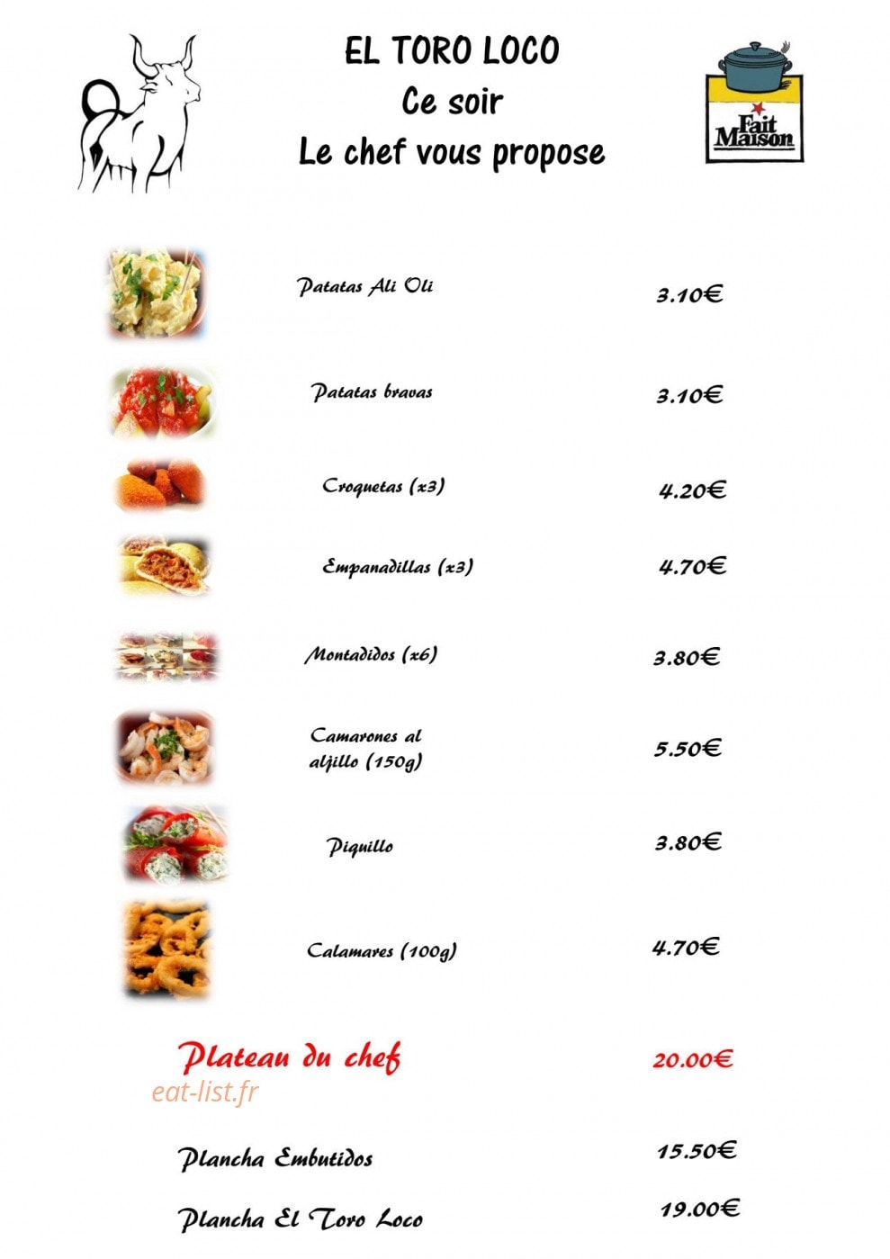 El toro loco — carte page 1