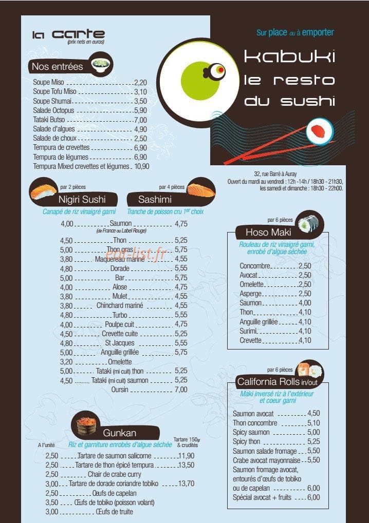Kabuki — carte page 1