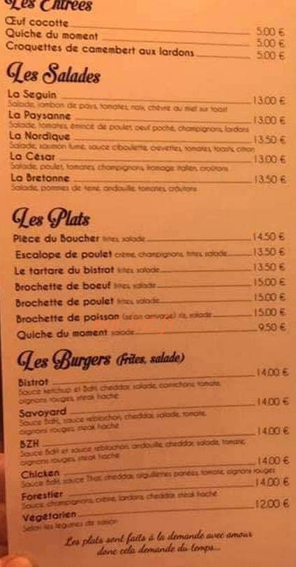 Le Bistrot des Halles — carte page 1