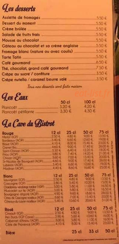 Le Bistrot des Halles — carte page 3