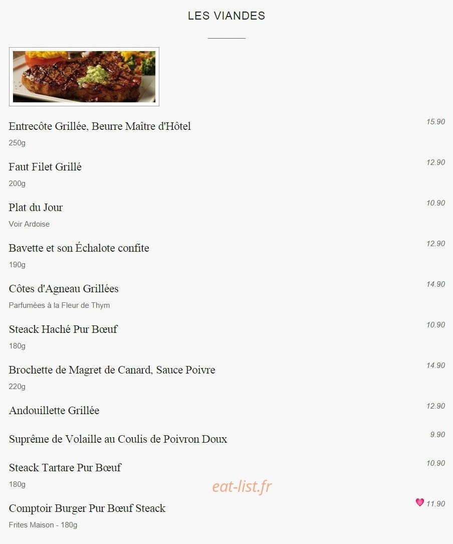 Le Comptoir — carte page 3