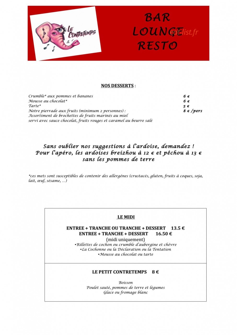 Le Contretemps — carte page 2