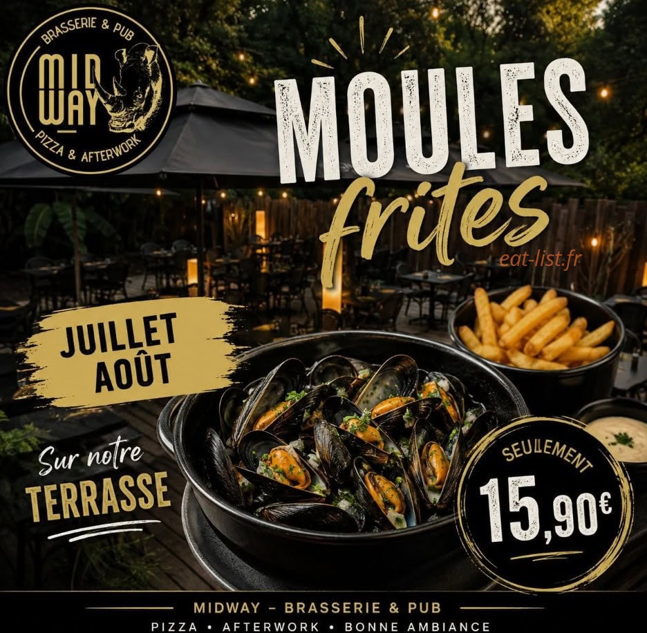 Carte et menu de Le Midway à Auray — Moules frites