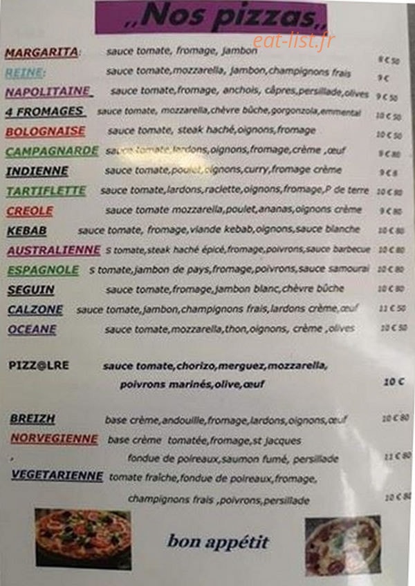 Pizz Alré — carte page 1