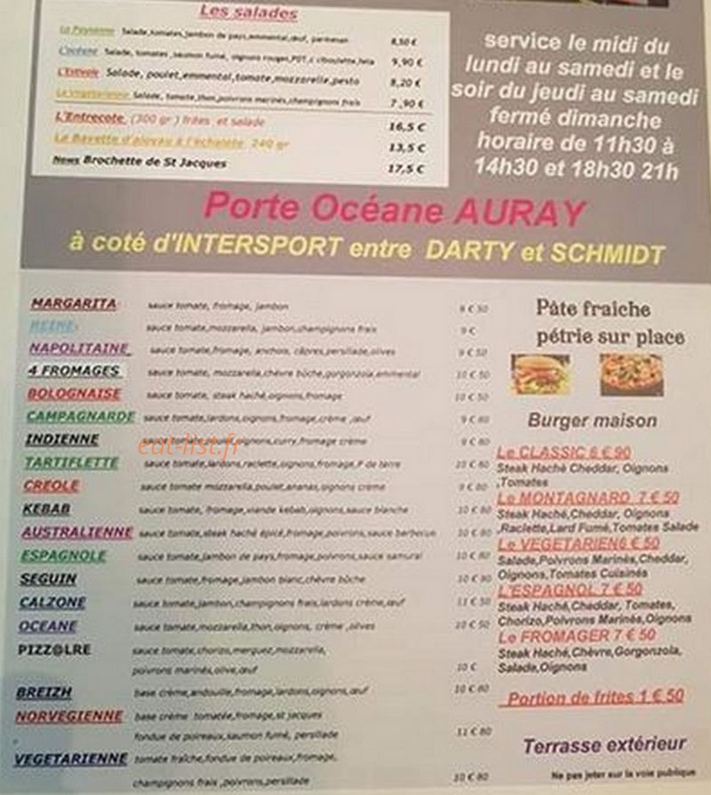 Pizz Alré — carte page 2