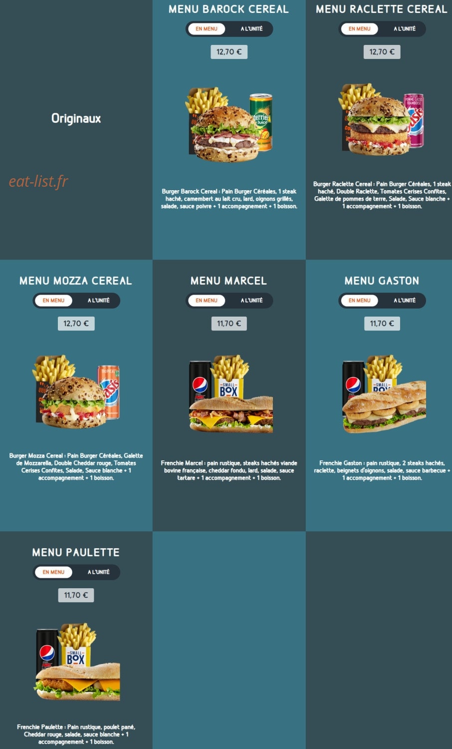 Speed Burger — carte page 12