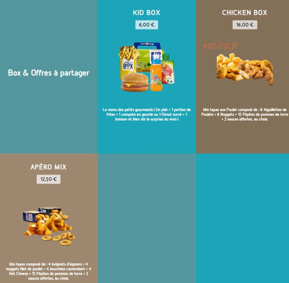 Speed Burger — carte page 13