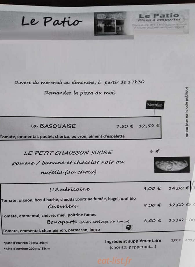 Le Patio — carte page 1