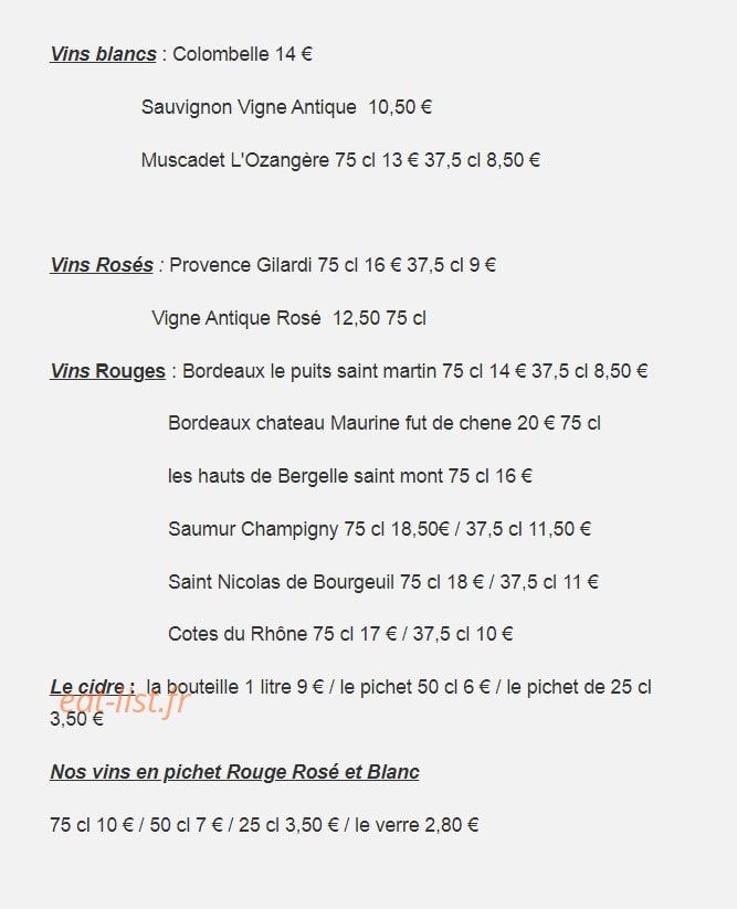 Au Vieux Logis — carte page 2