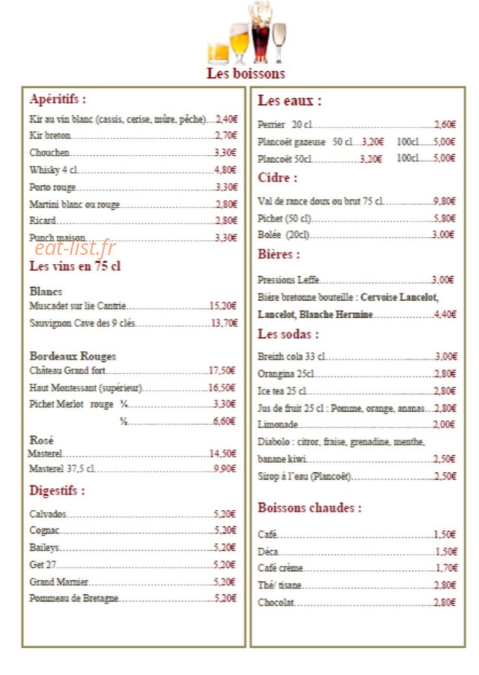 Creperie De La Gare — carte page 1