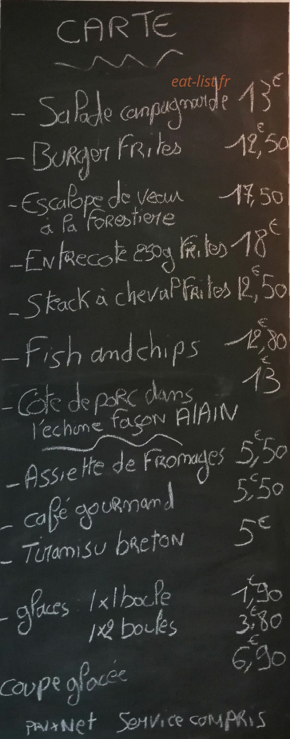 Bar des Sports — carte page 1