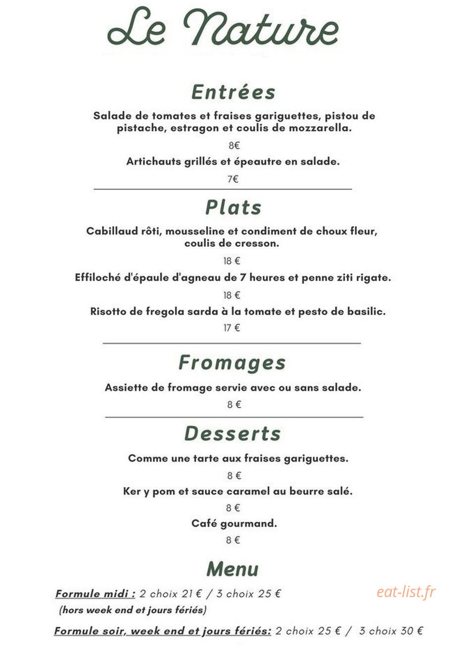 Le Nature — carte page 1