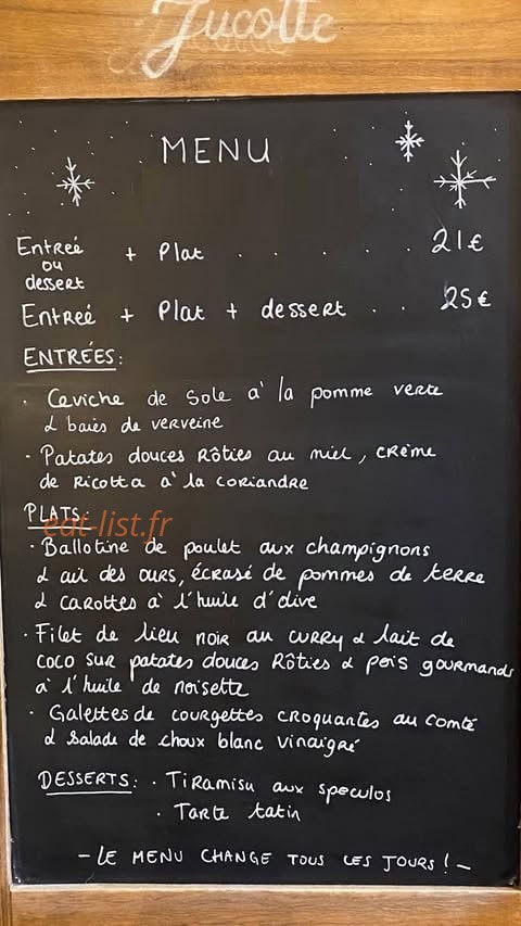 Bistrot Jucotte — carte page 1
