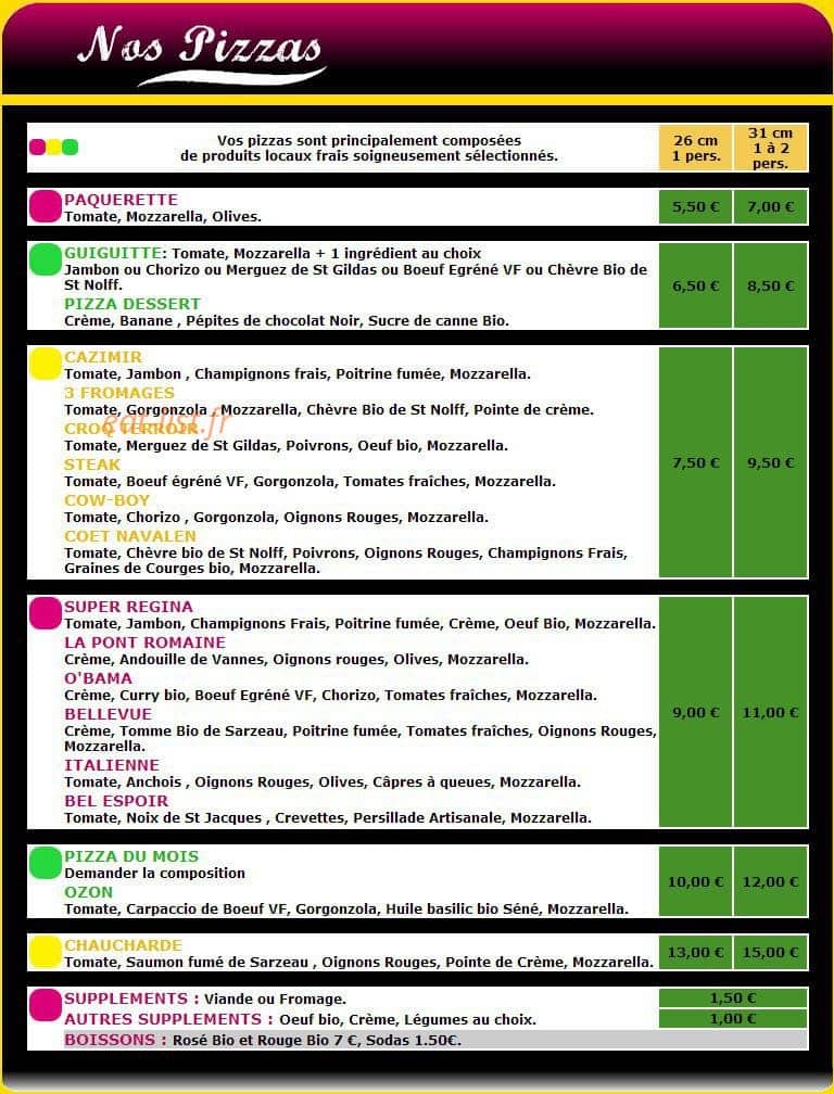 pizza rhuys — carte page 1