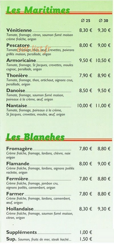 Bueno Pizza — carte page 4