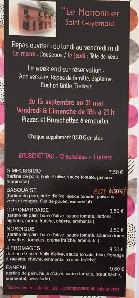 Le Marronnier — carte page 2