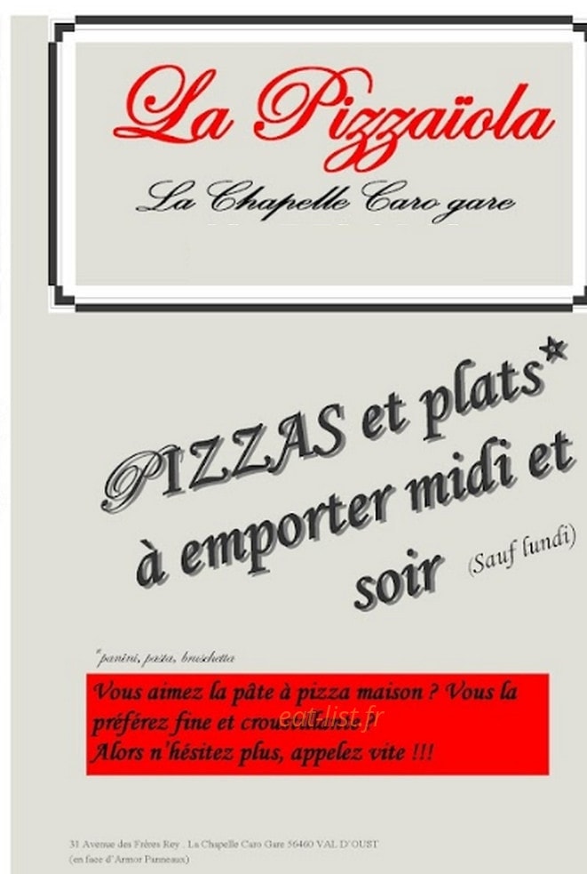 La pizzaiola — carte page 1