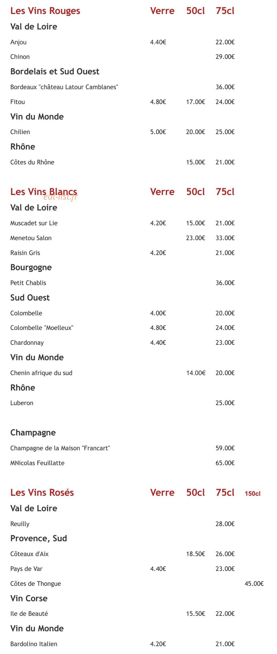 Aux Terrasses de la Plage — carte page 1