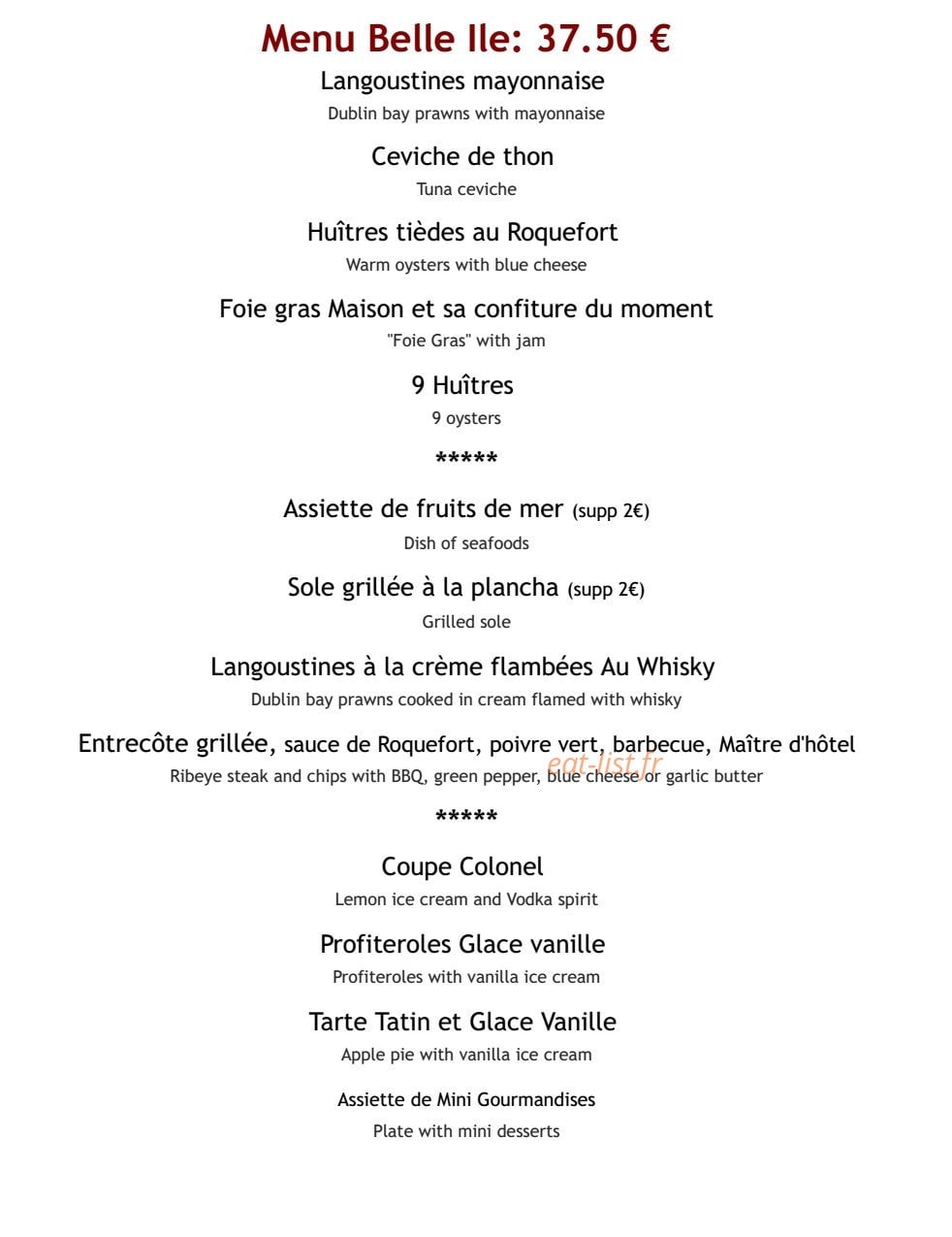 Aux Terrasses de la Plage — carte page 9