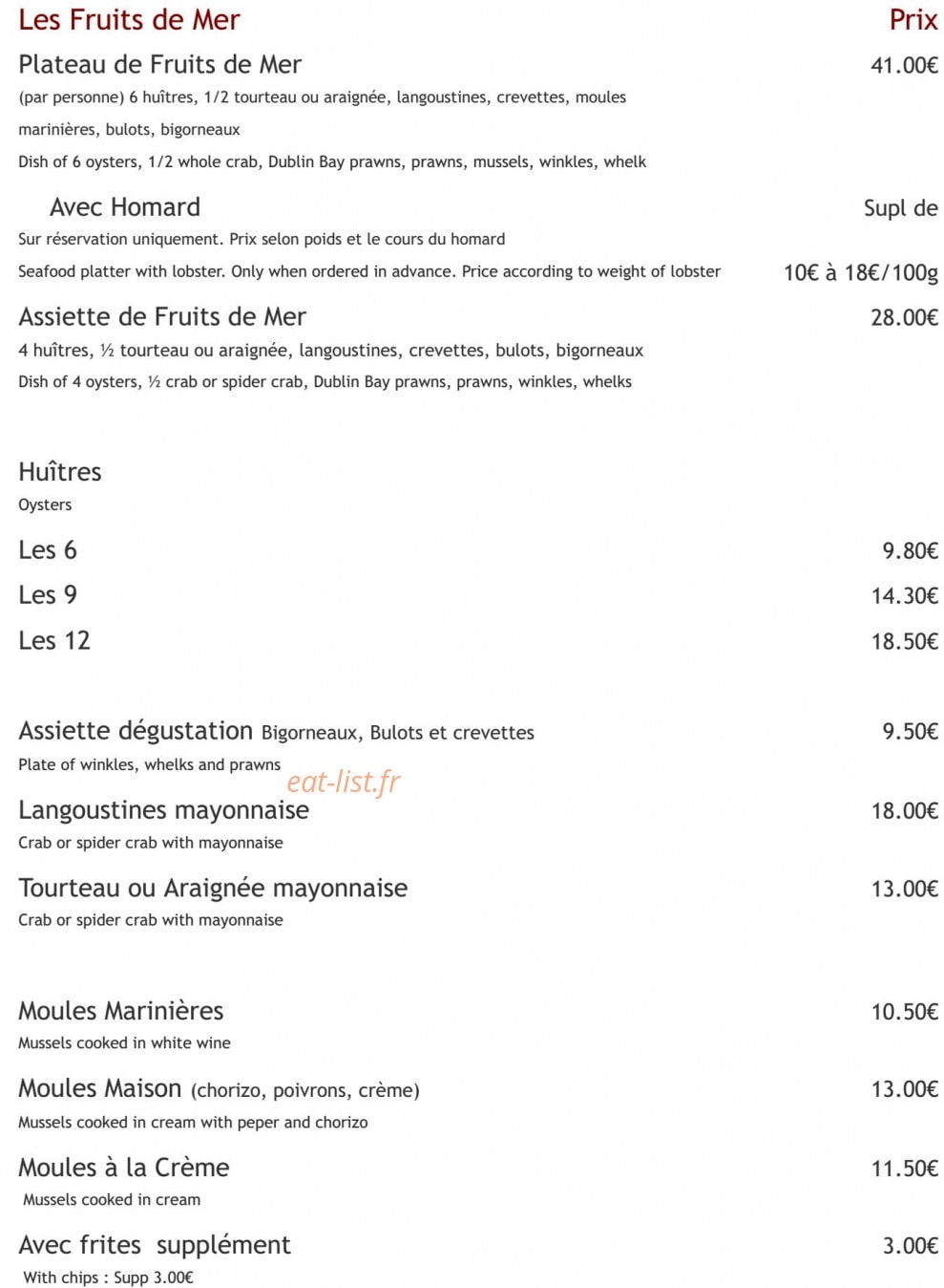 Aux Terrasses de la Plage — carte page 4