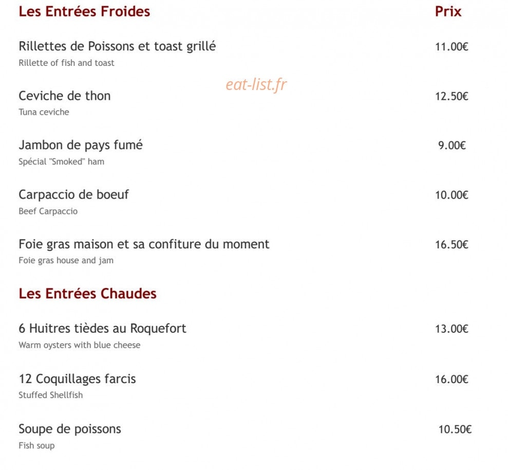 Aux Terrasses de la Plage — carte page 2