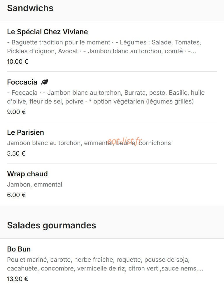Chez Viviane — carte page 3