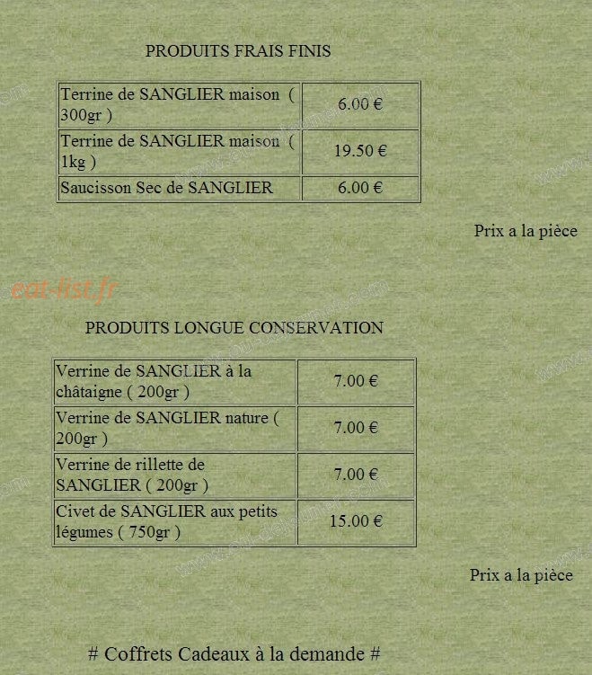 Auberge des Cerfs de Kerfulus — carte page 5