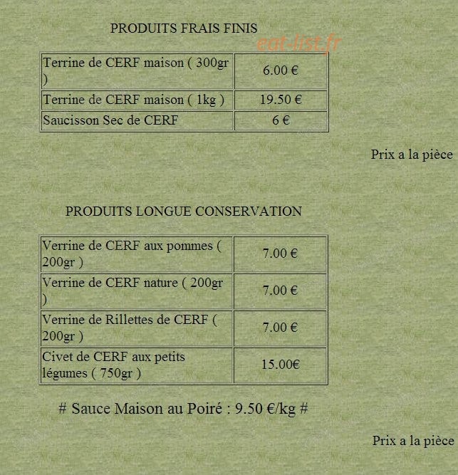 Auberge des Cerfs de Kerfulus — carte page 3