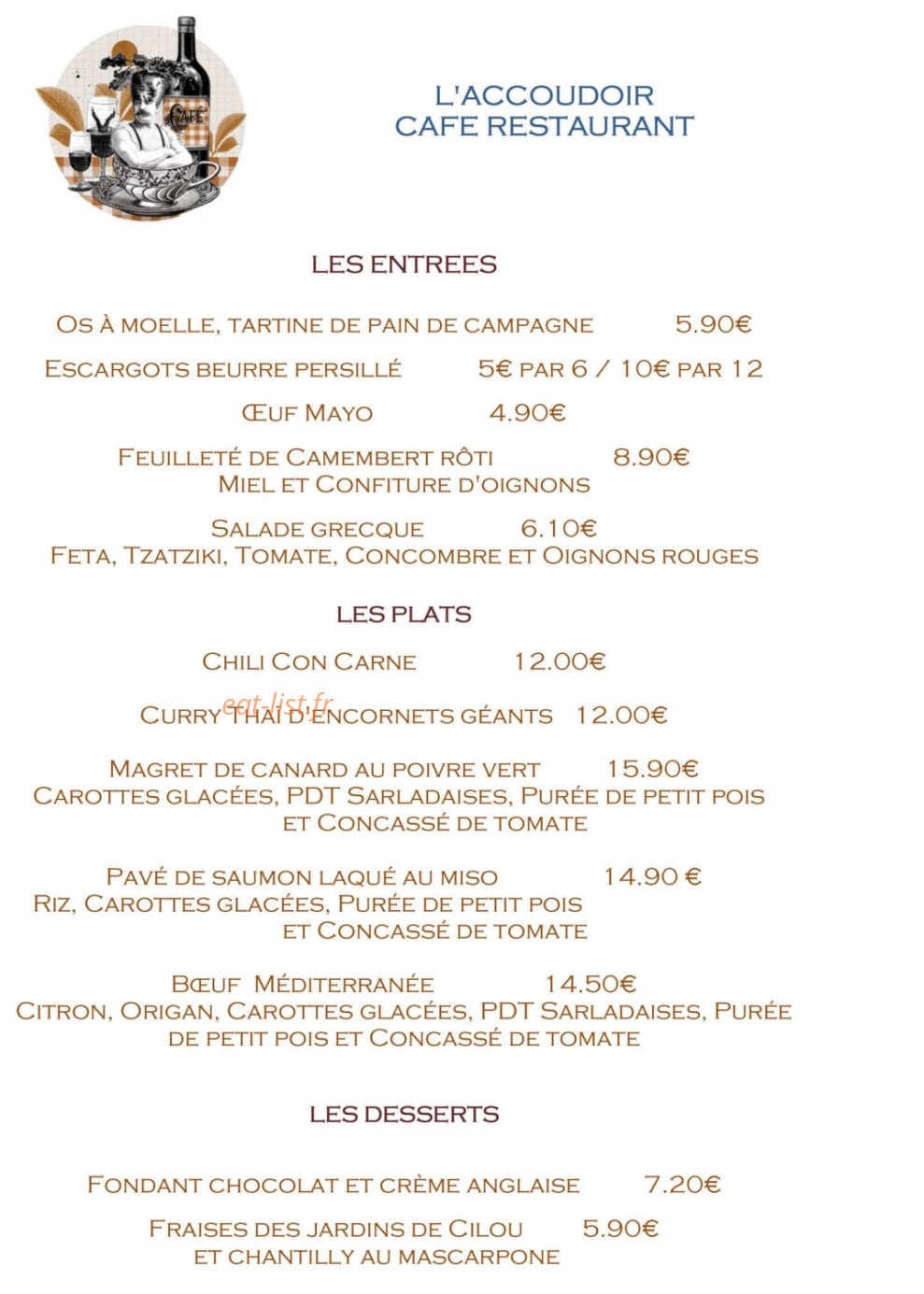 L'Accoudoir — carte page 1