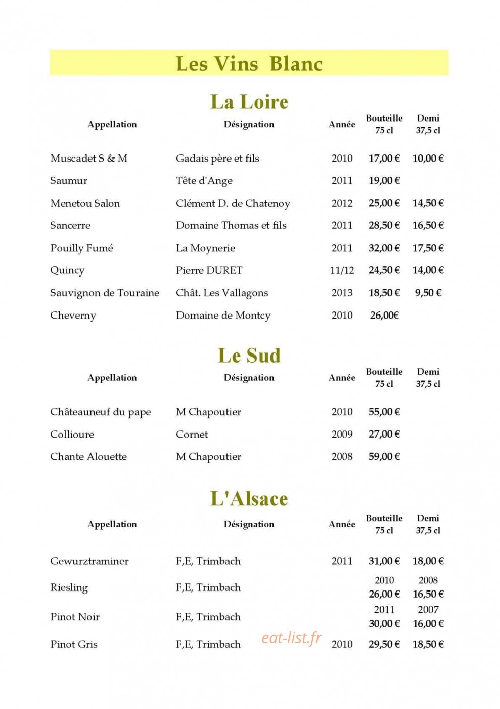 Au Relais du Porhoët — carte page 7