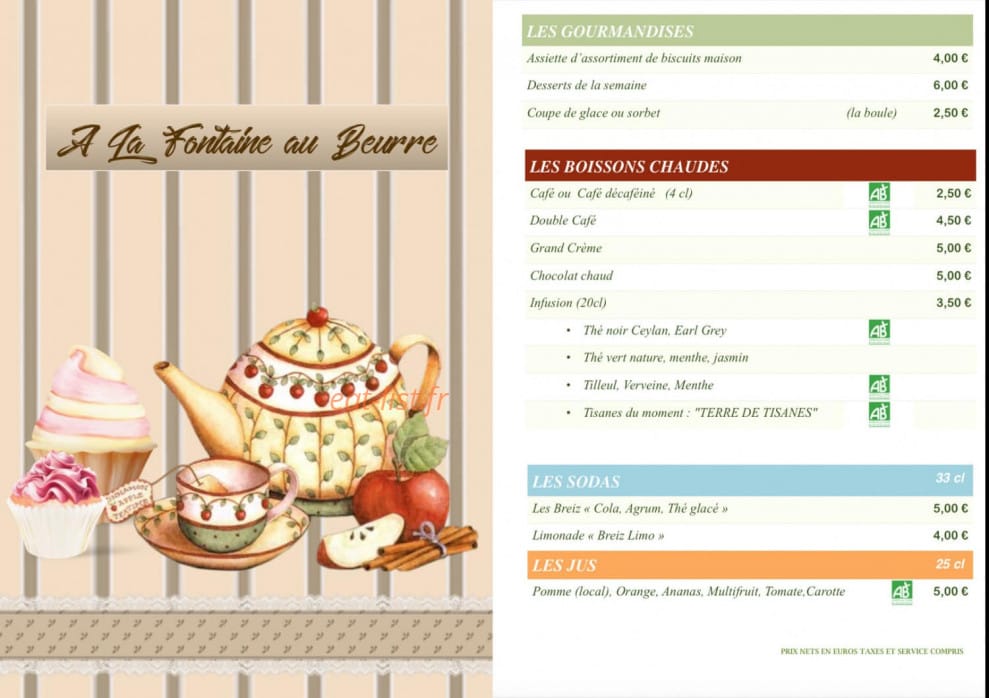 À la Fontaine au Beurre — carte page 3