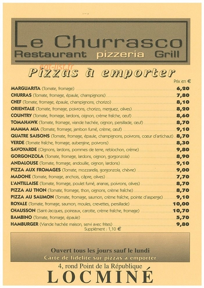 Le Churrasco — carte page 3