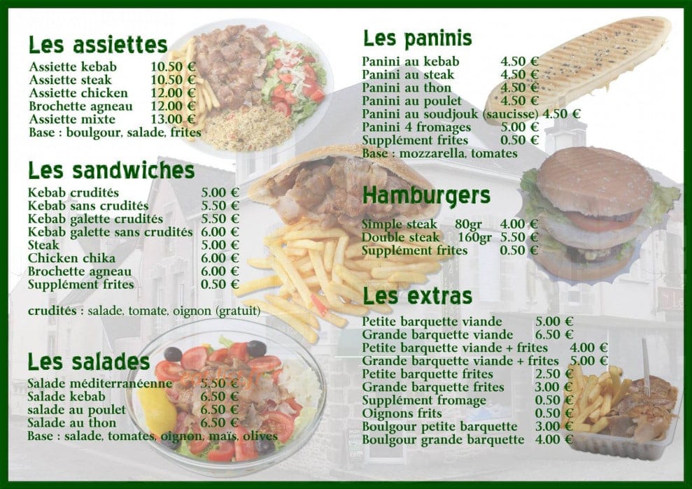 Pacha Kébab — carte page 1