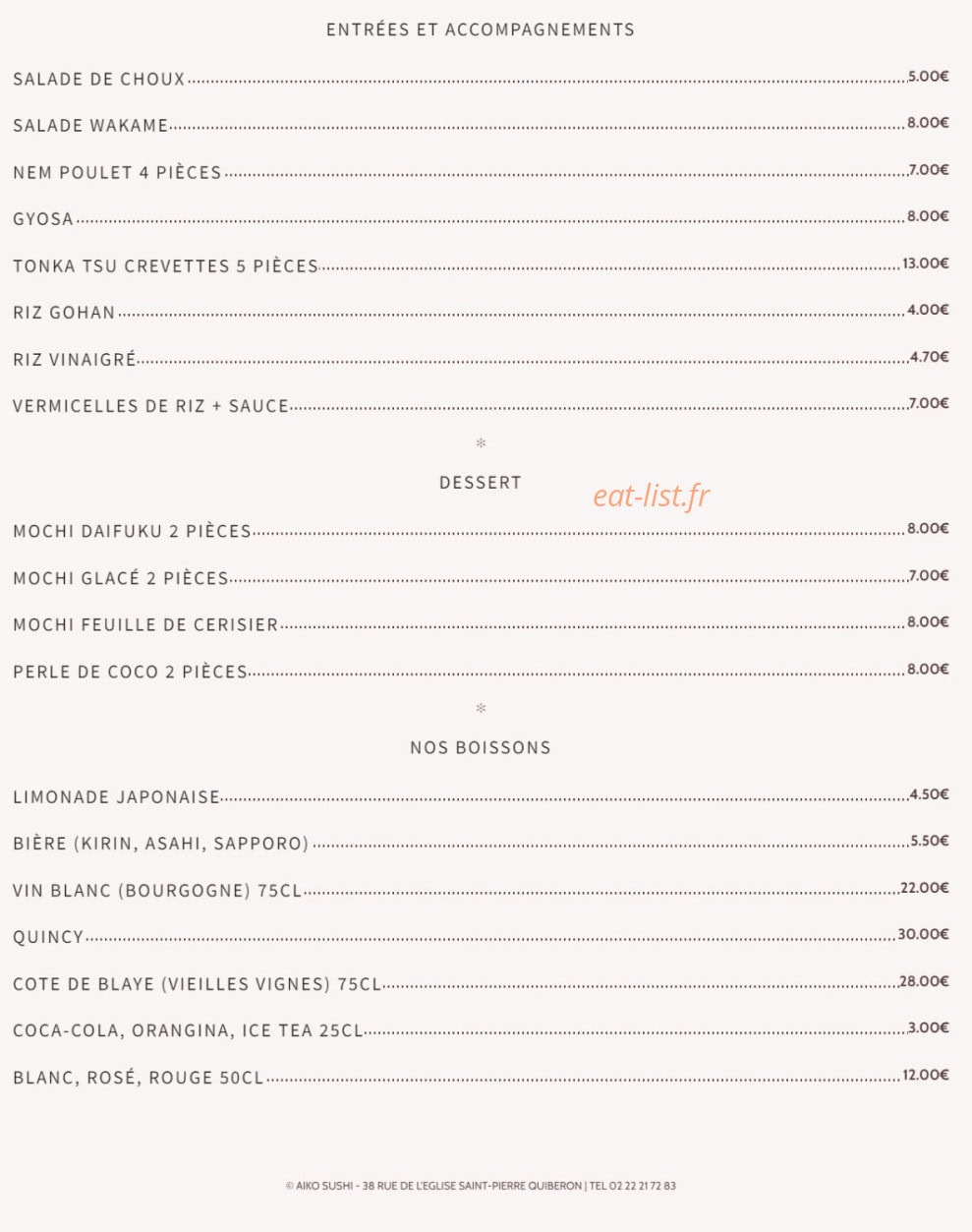 Aiko sushi — carte page 3
