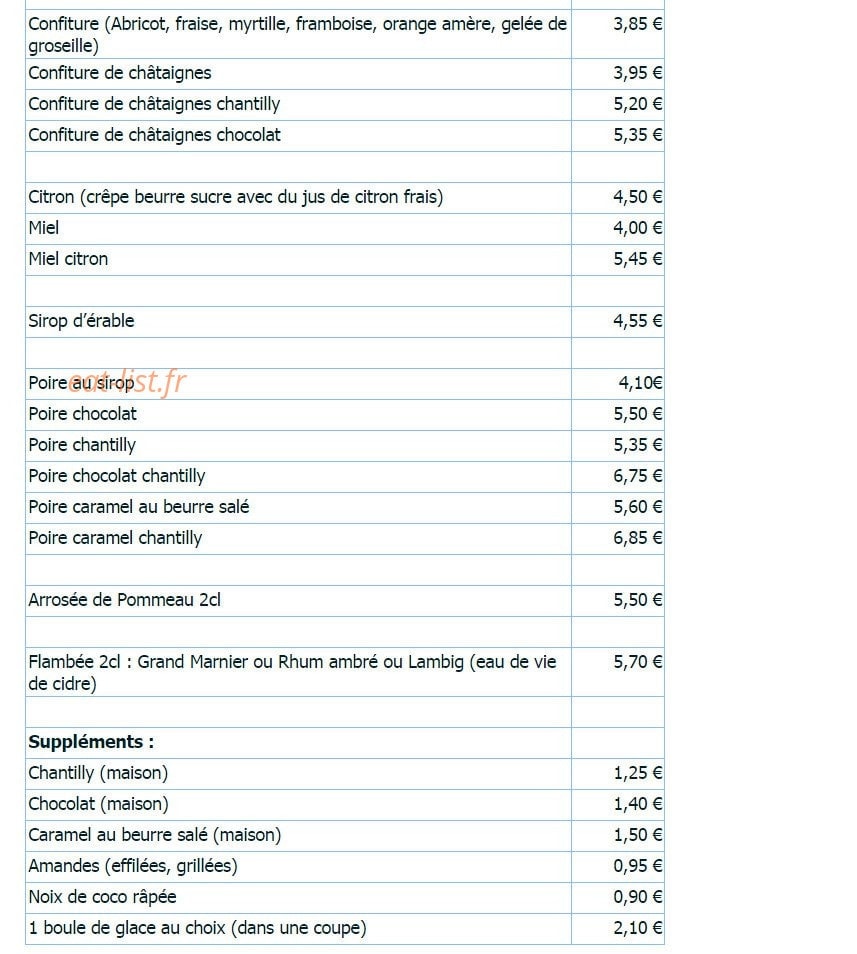 Crêperie Avel Mor — carte page 4