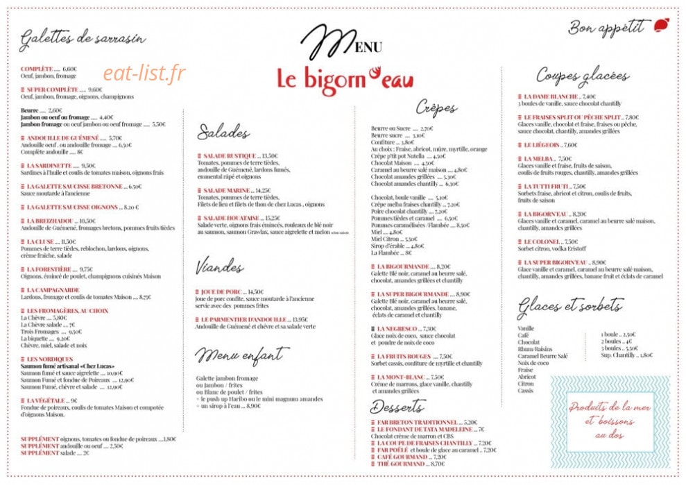 Le Bigorn'eau — carte page 1