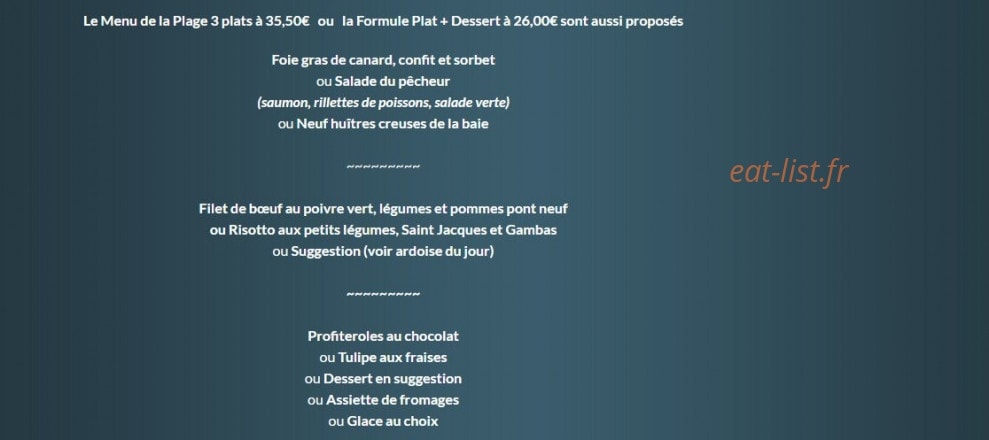 Le restaurant de l'hotel de la plage — carte page 1