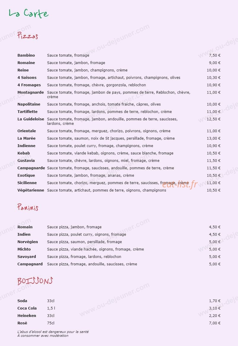 Pizz'à la Breizh — carte page 1