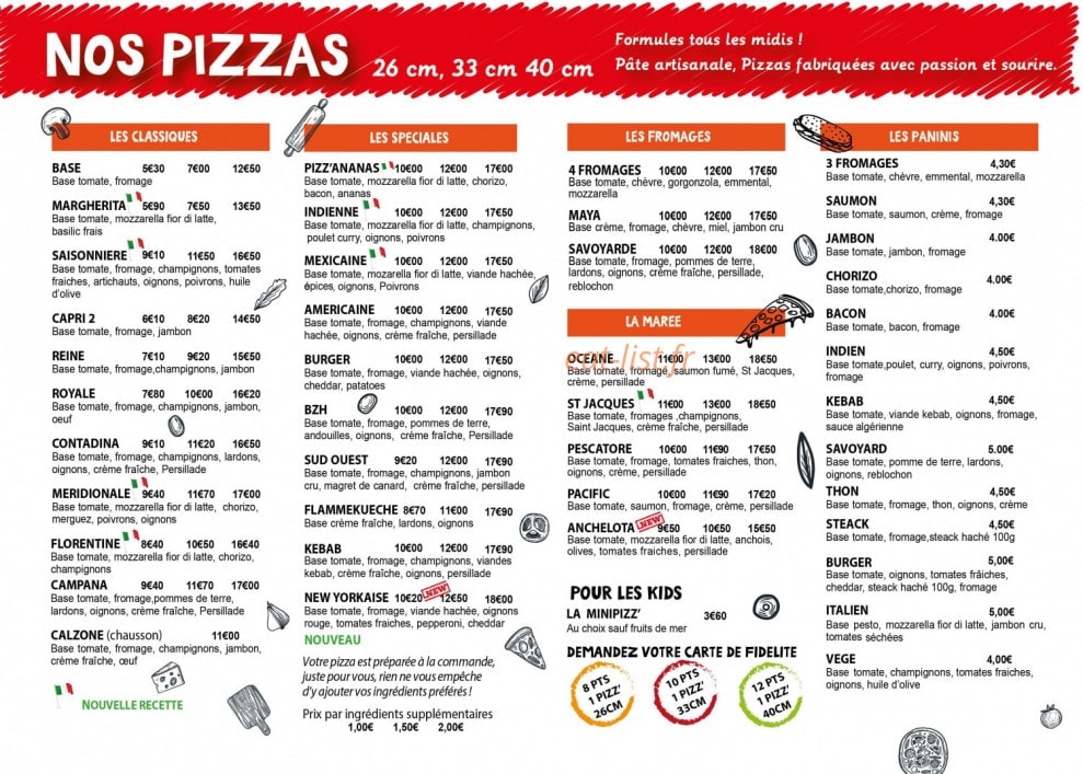 Pizz'appétit — carte page 1