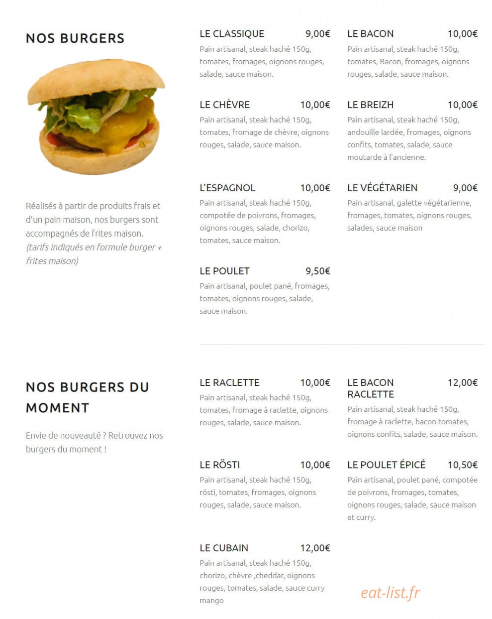Au P’ty Gourmand — carte page 1