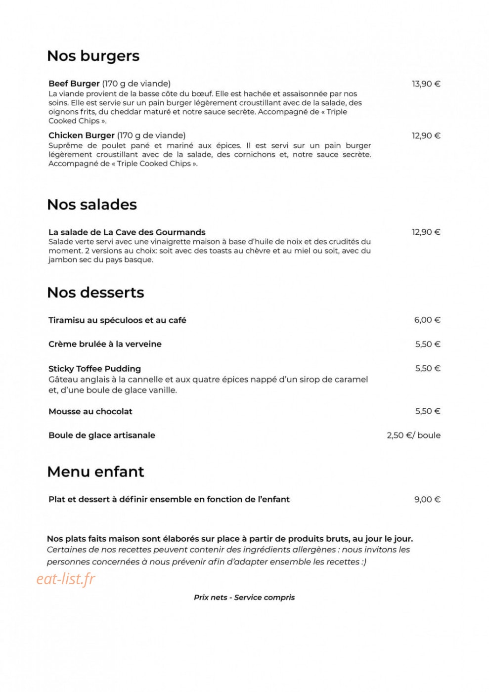 La Cave Des Gourmands — carte page 2