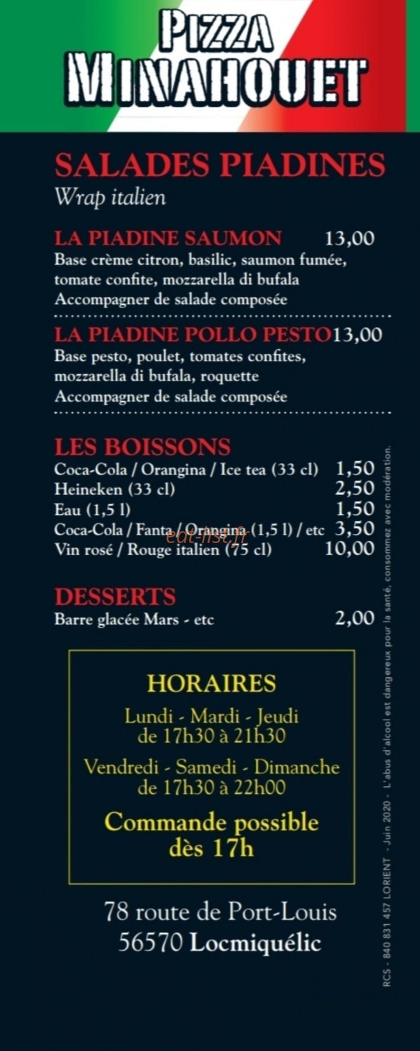 Pizza Minahouet — carte page 3