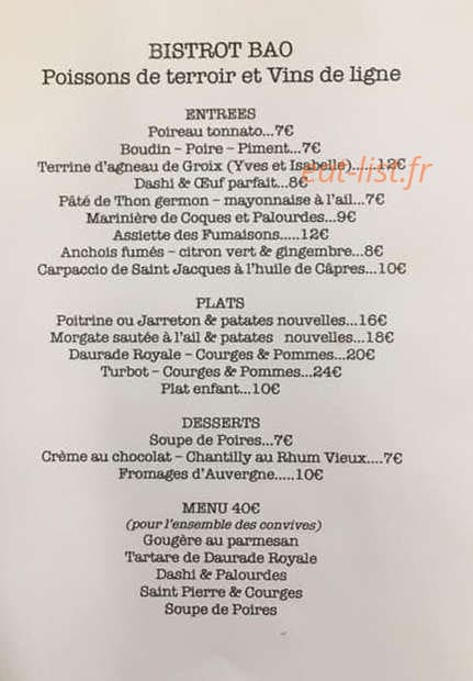 Bistrot Bao — carte page 2