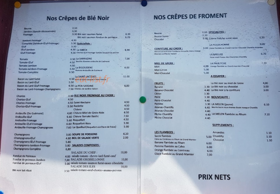 Chez Sandrine — carte page 1